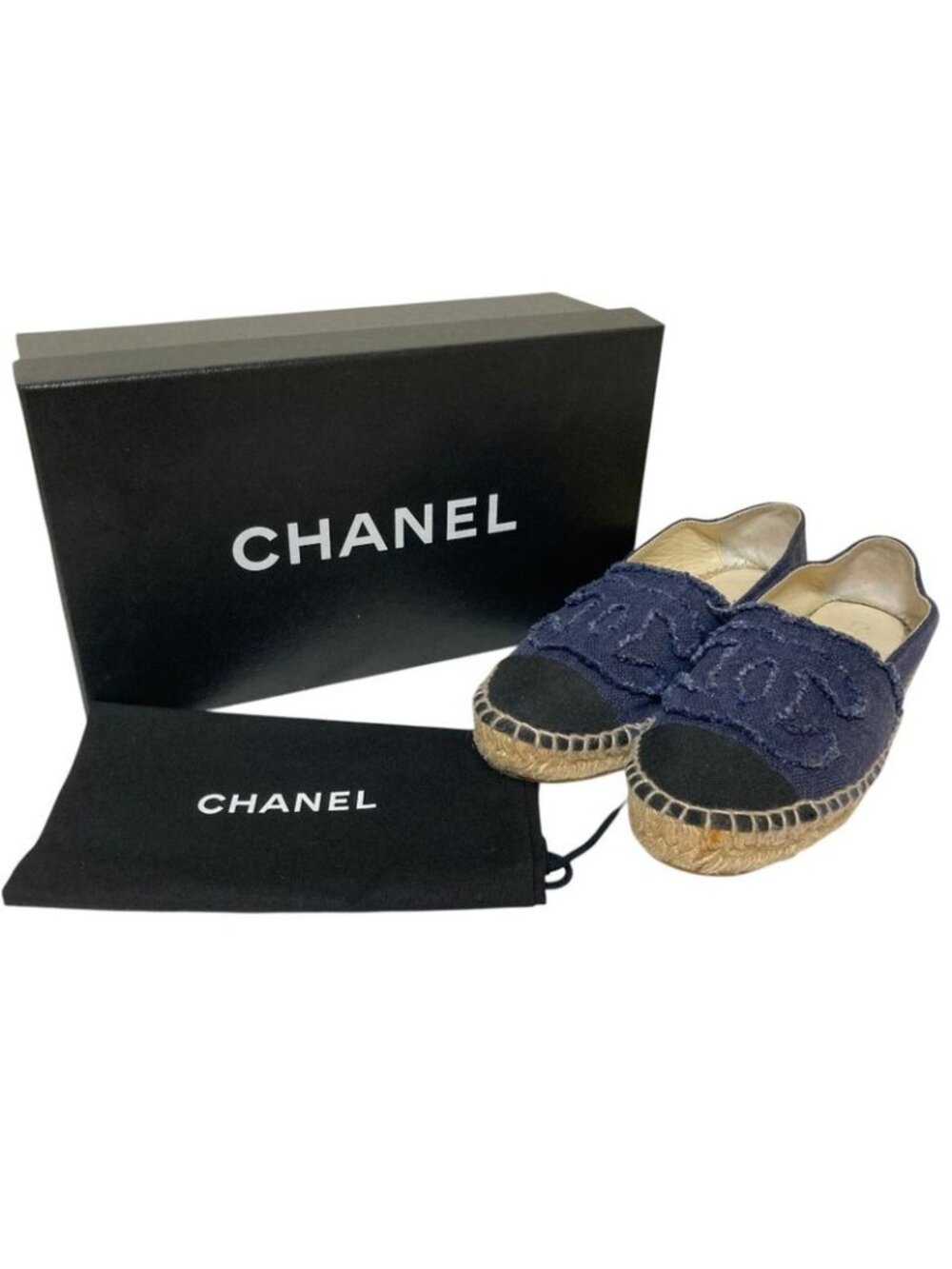 Chanel 14c CC Logo Espadrilles 35 22.5 cm Navy - Picture 12 of 15